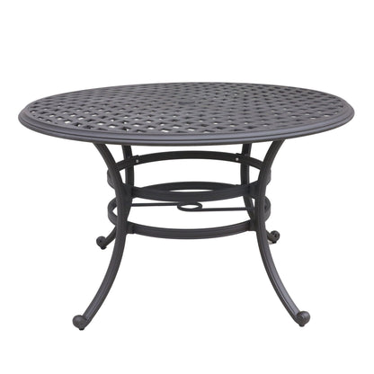 Round 49&quot; Long Aluminum Dining Set With Cushions