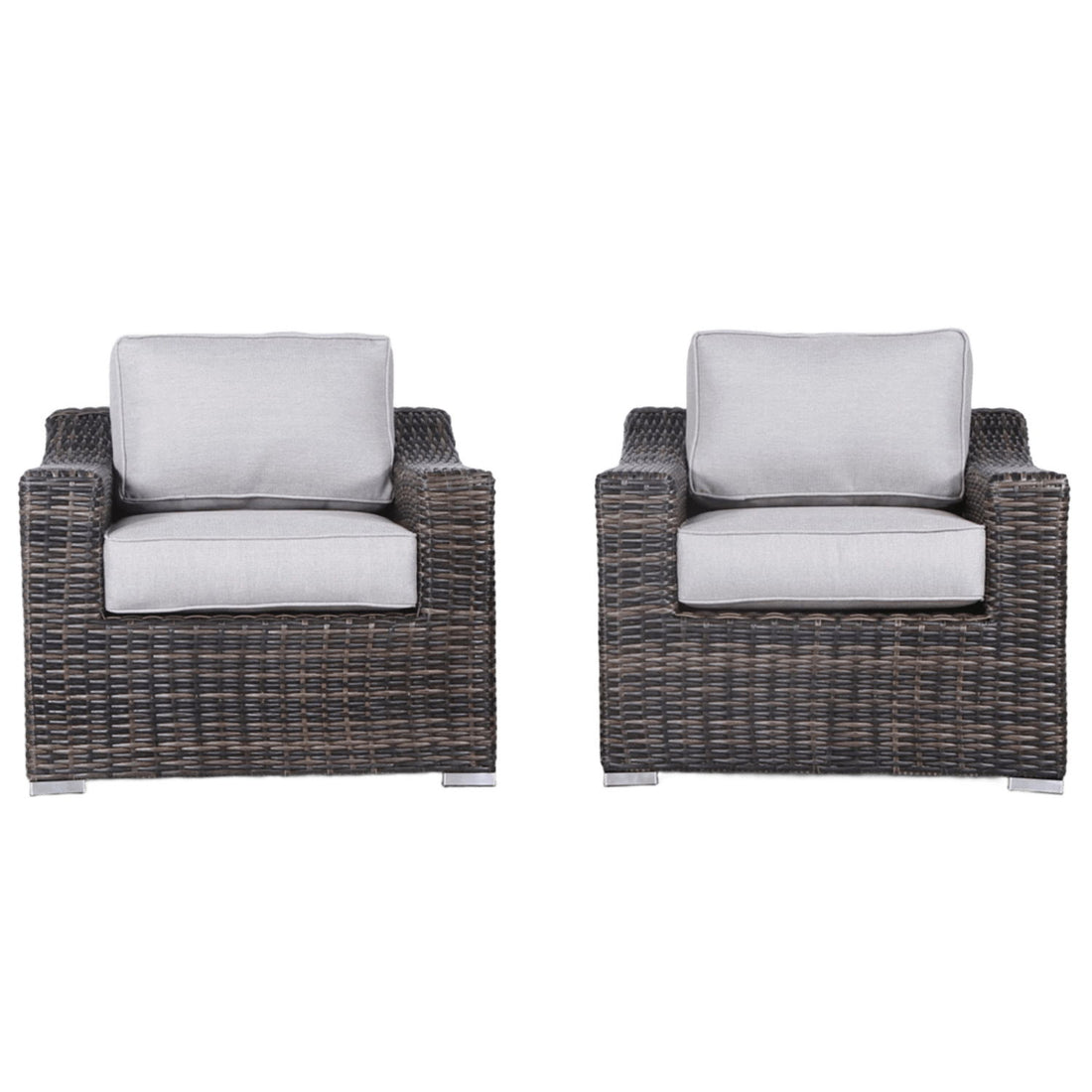 Modern Patio Chair With Cushions (Set of 2) - Brown