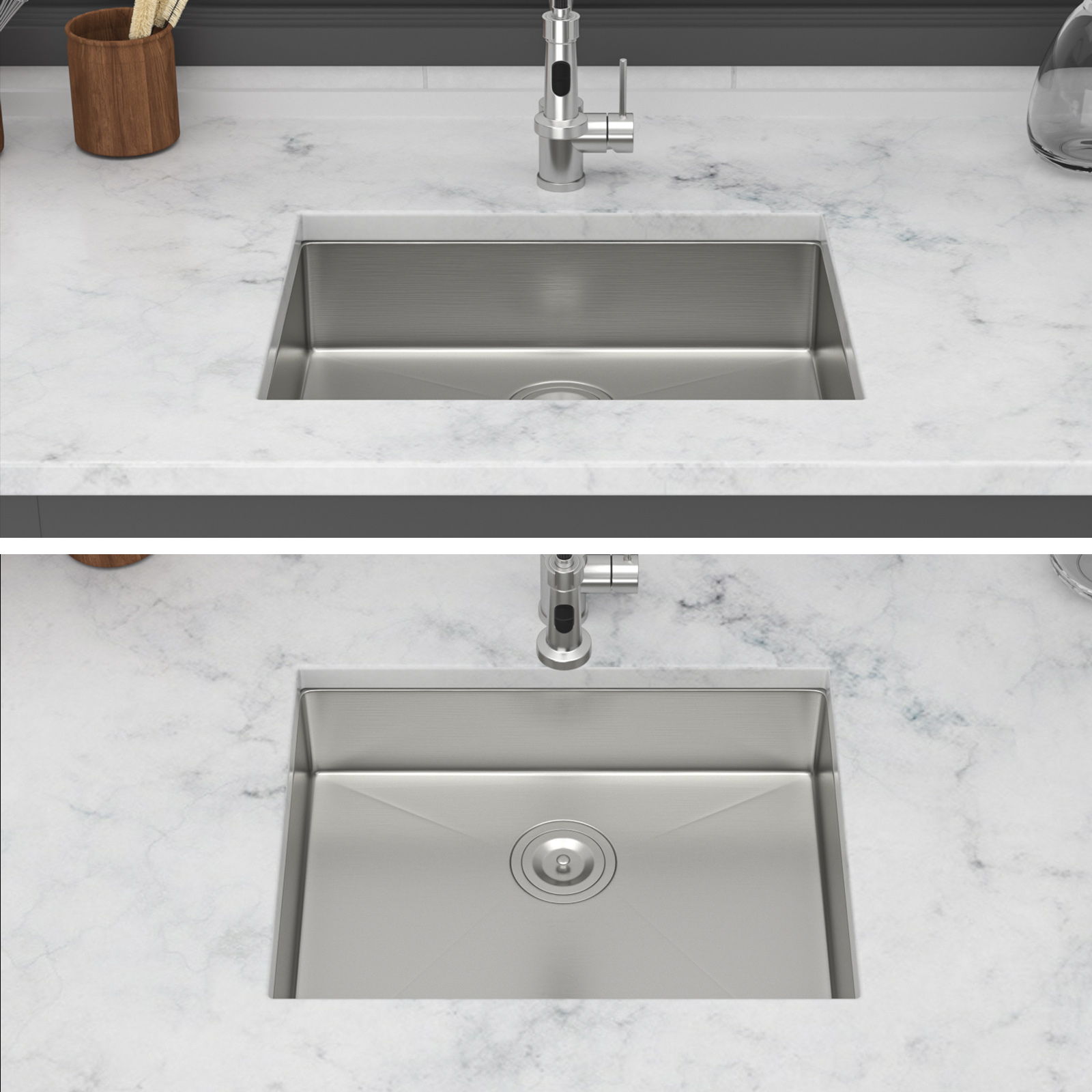 Ada-Compliant 23&quot; Undermount Sink, Low Depth Single Bowl - Brushed Nickel