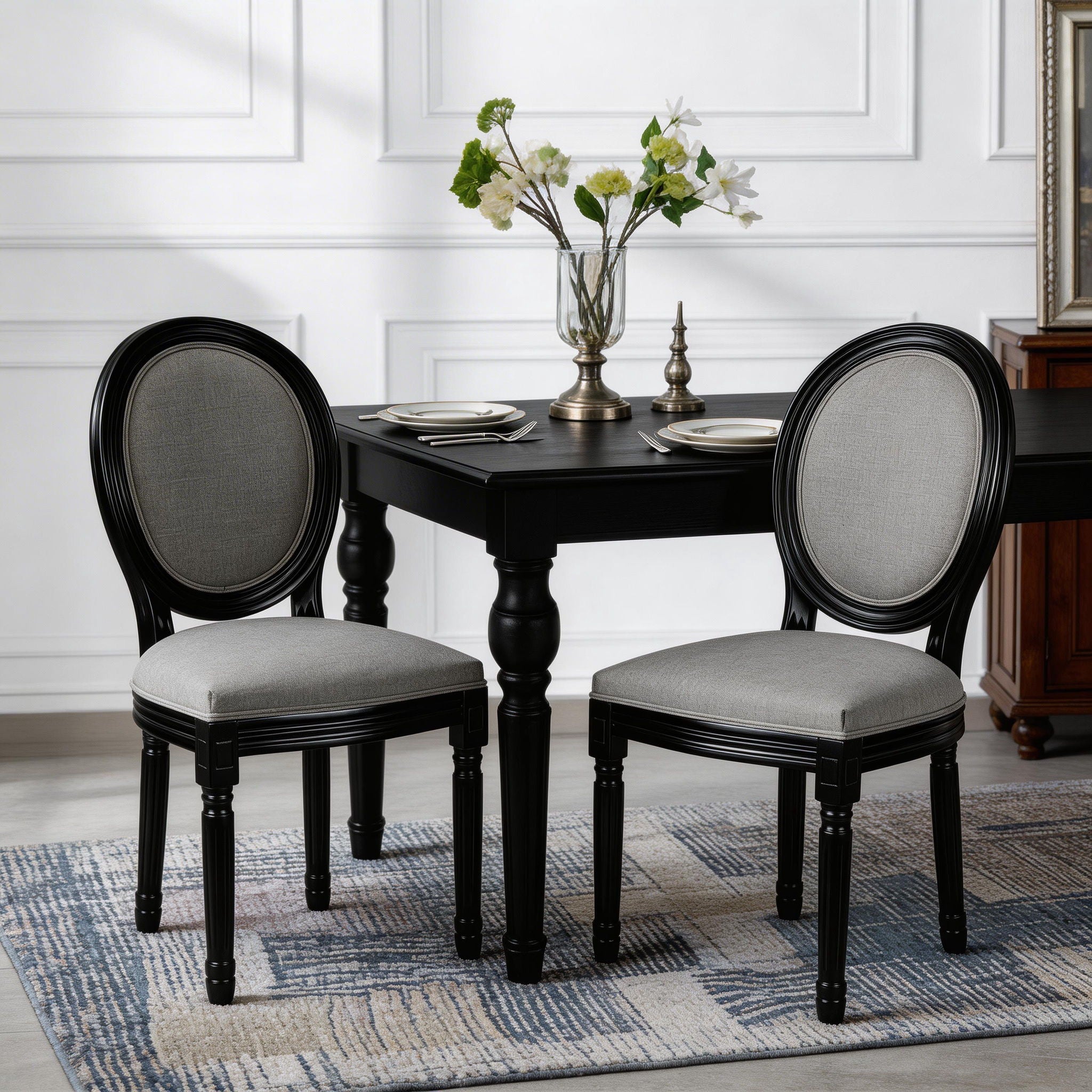 Upholstered &amp; Round Back Dining Chairs (Set of 2)