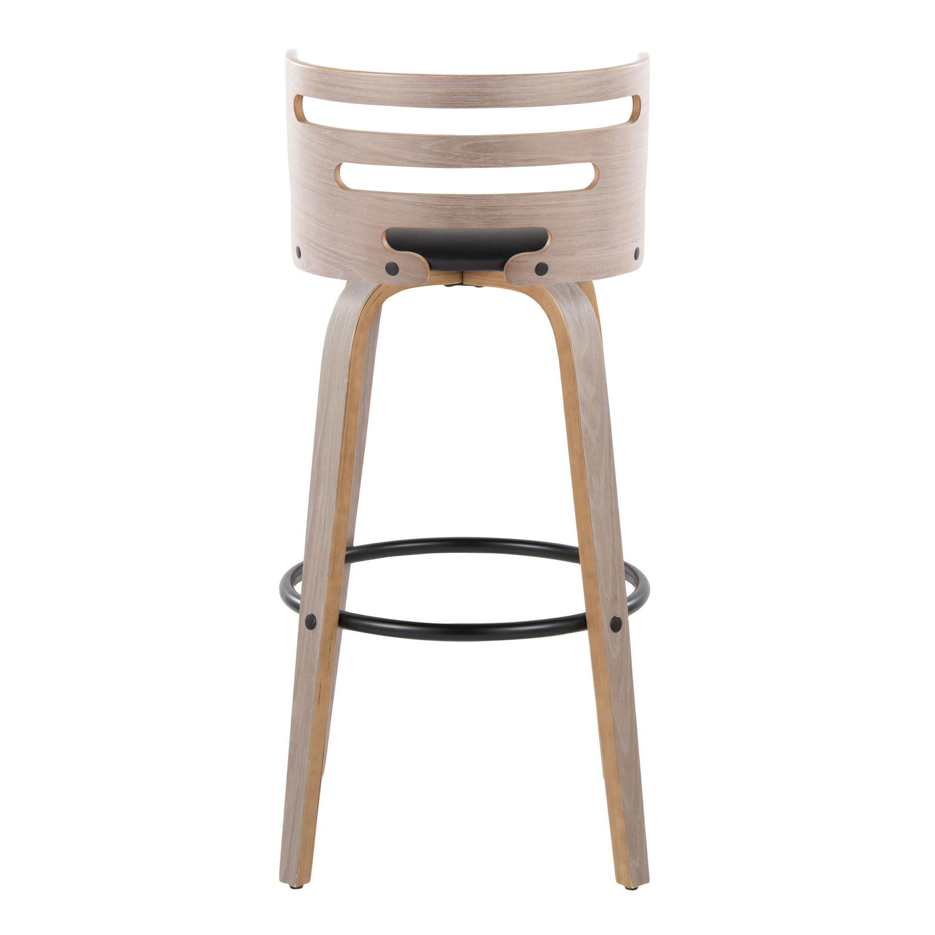 Cosini - Mid Century Modern Fixed Height, Barstool &amp; Swivel And Round Footrest (Set of 2)