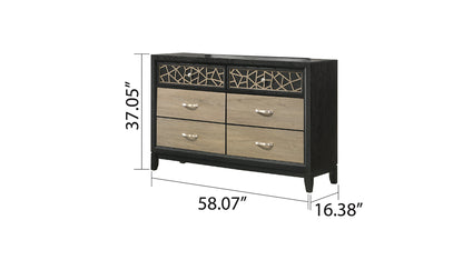 Selena Modern &amp; Contemporary King 4PC Bedroom set Made with Wood in Black and Natural