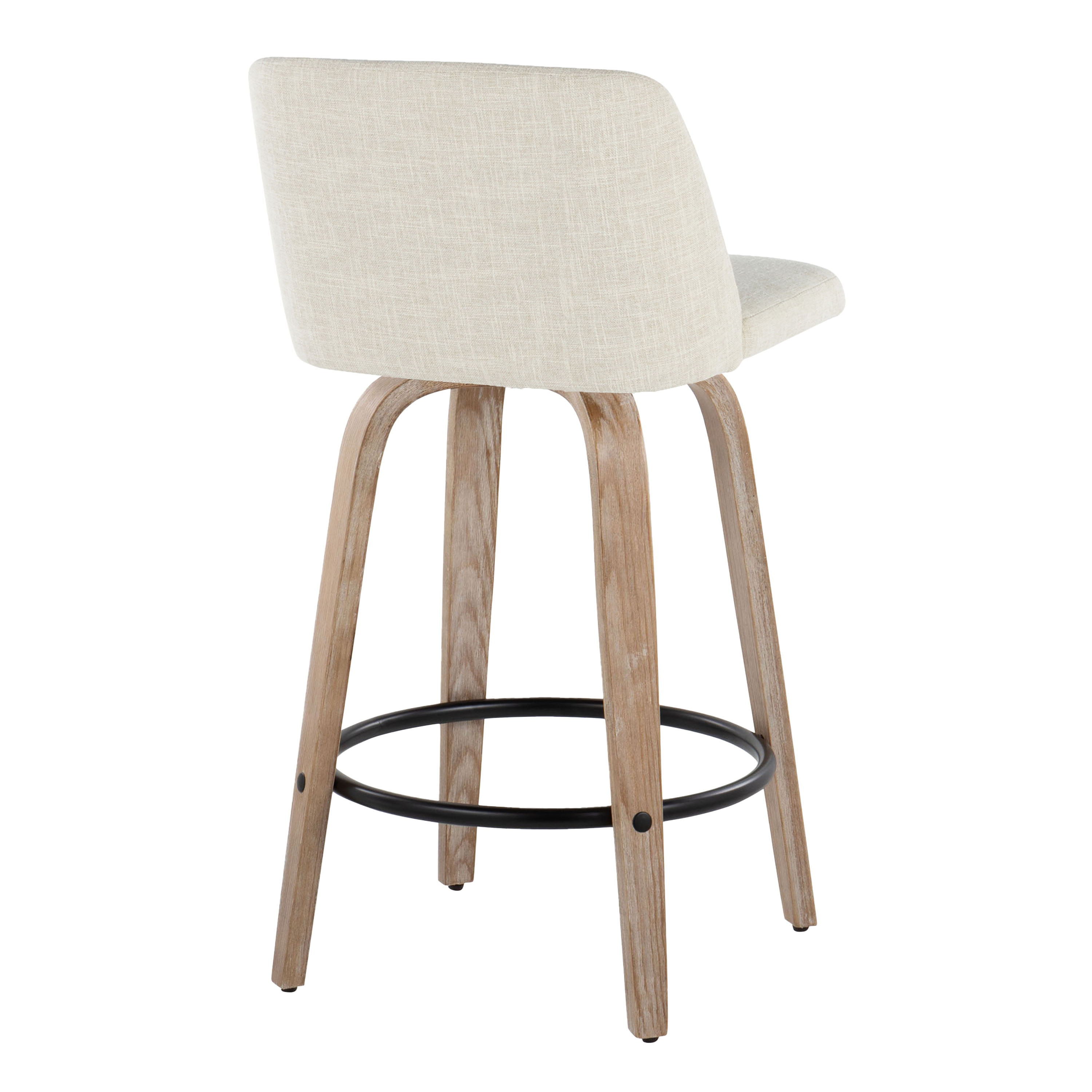 Toriano - Contemporary Fixed Height Counter Stool Swivel &amp; Round Footrest (Set of 2)