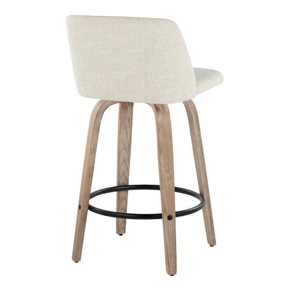 Toriano - Contemporary Fixed Height Counter Stool Swivel &amp; Round Footrest (Set of 2)