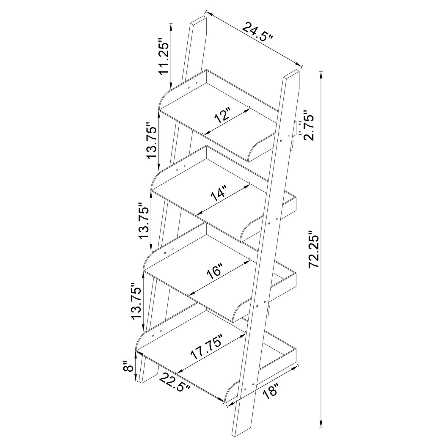 Cimarron - Ladder Bookcase With 4 Shelves - Clear
