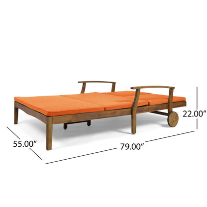 Etherealize - Outdoor Adjustable Double Chaise Lounge With Water Resistant Cushions