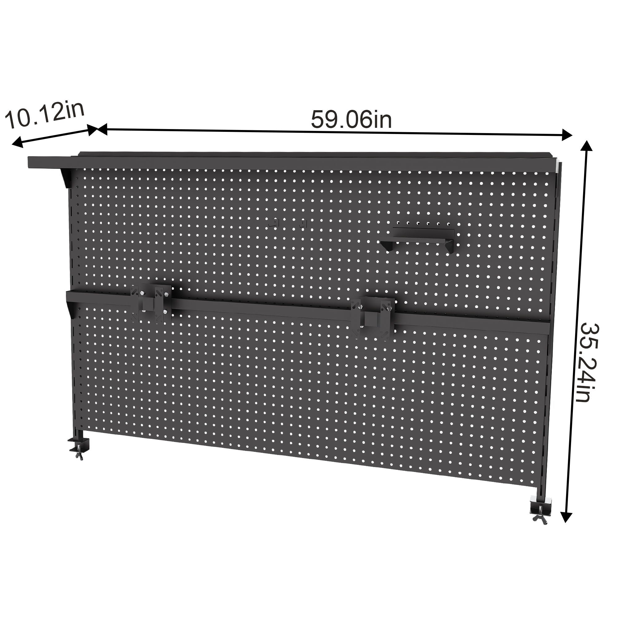 Clamp On Desk Pegboard With Single Monitor Stand