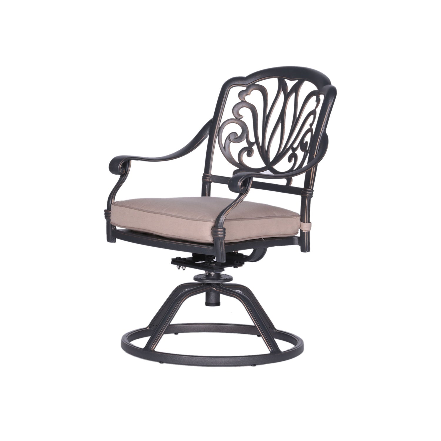 Round 48.03&quot; Long Aluminum Dining Set With Cushions