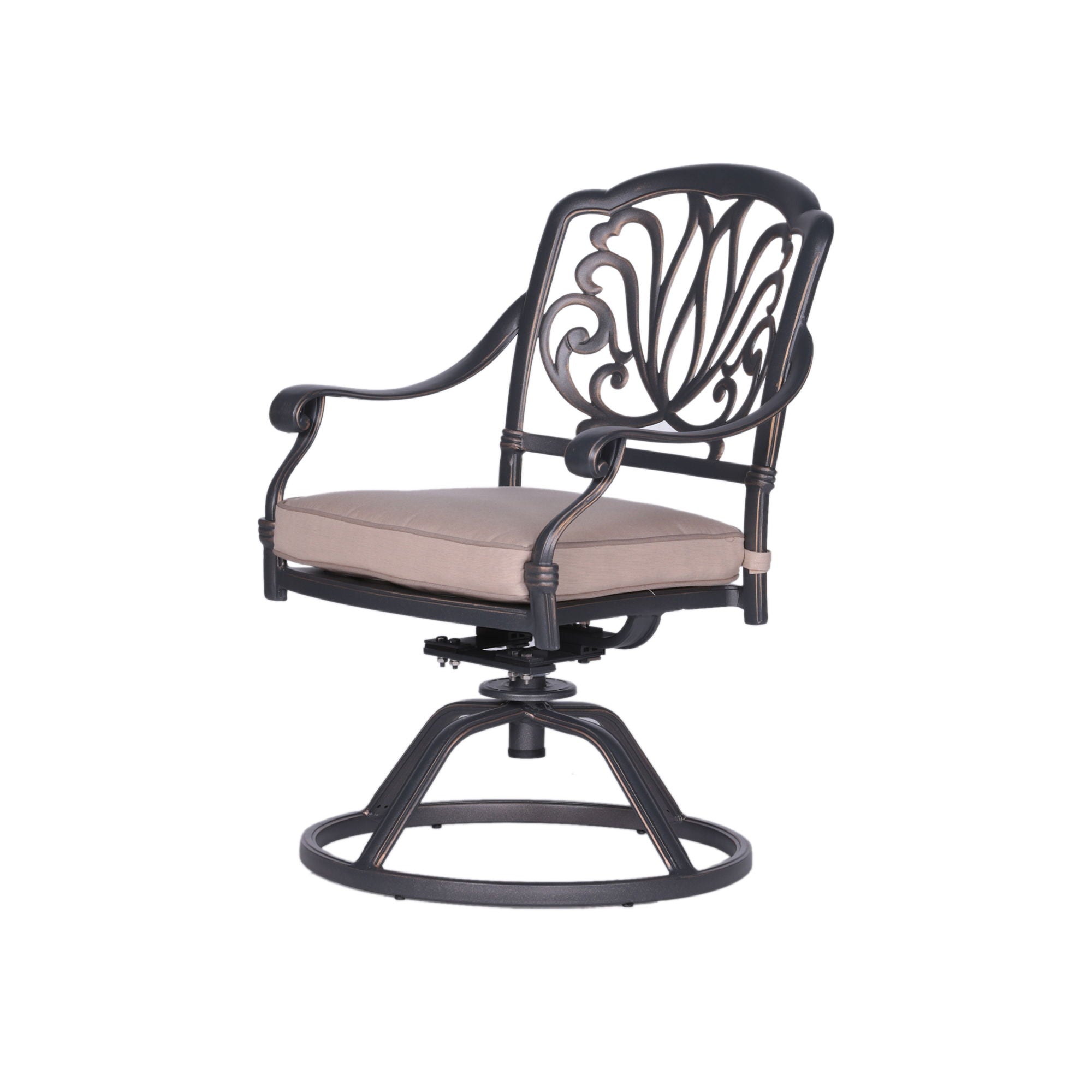 Round 48.03&quot; Long Aluminum Dining Set With Cushions