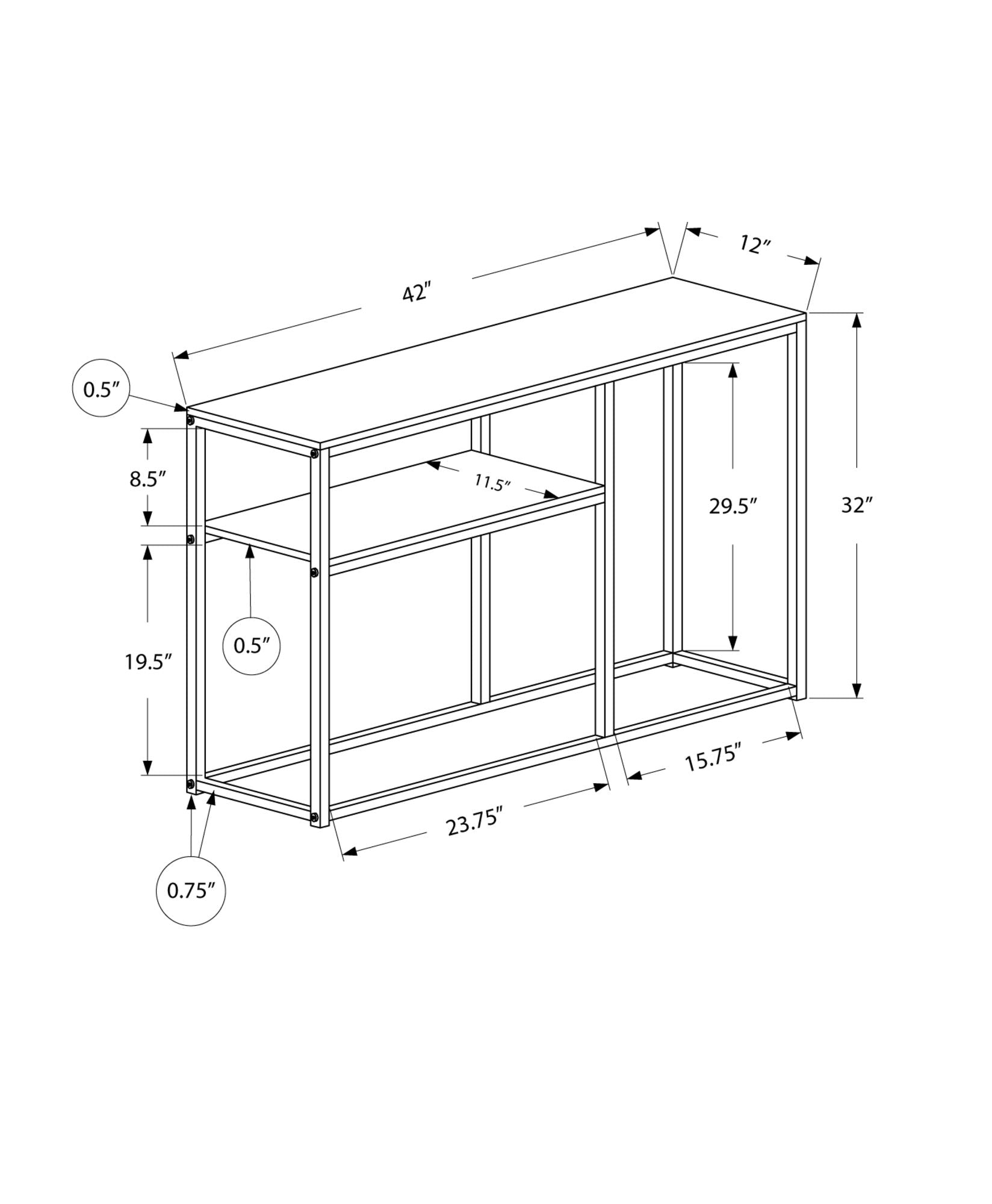 Accent Console Table For Entryway, Contemporary &amp; Convenient Design - Gray