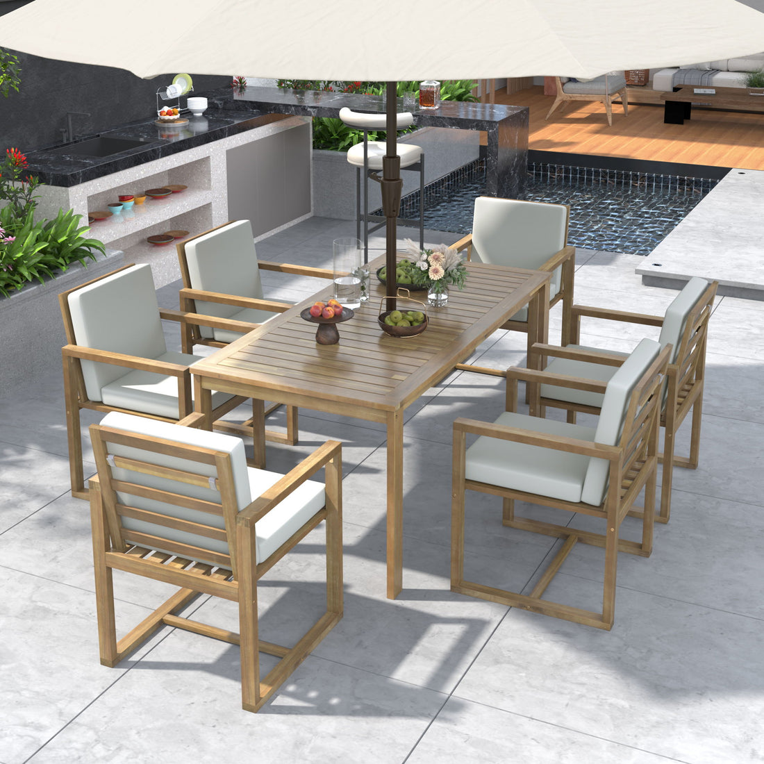 Patio Dining Set Outdoor Dining Table And Chair Set With And Removable Cushions For Patio