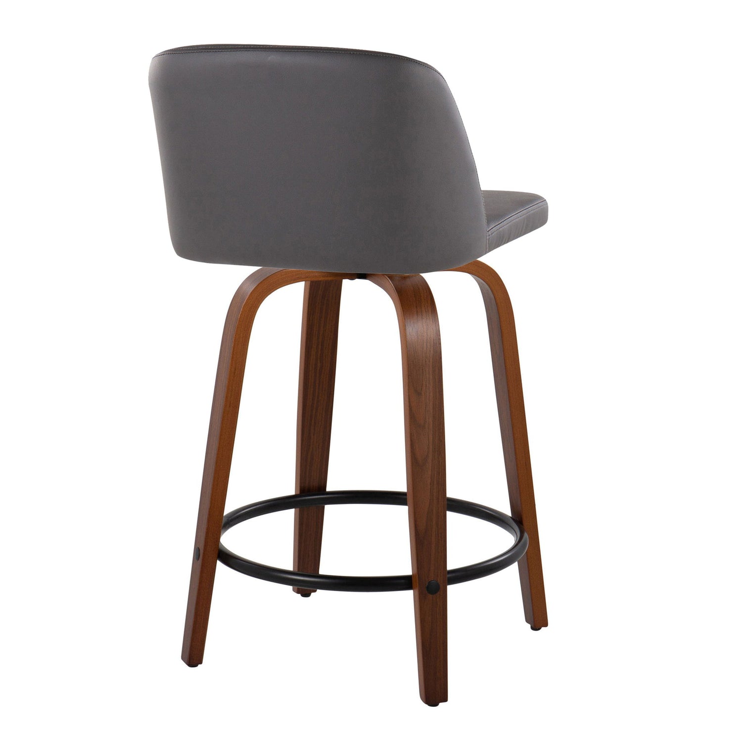 Toriano - Mid Century Modern, Fixed Height Counter Stool &amp; Swivel And Round Footrest (Set of 2)