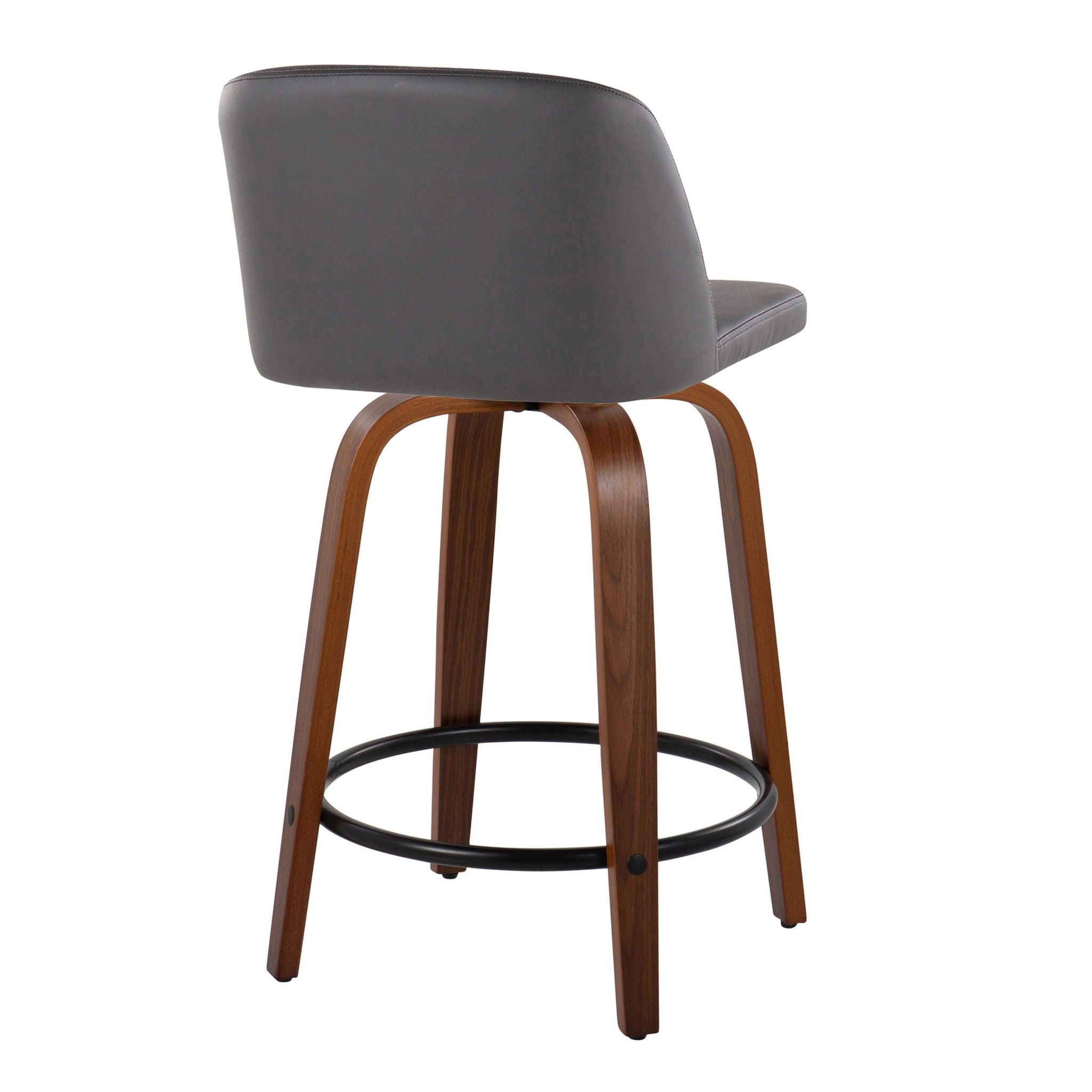 Toriano - Mid Century Modern, Fixed Height Counter Stool &amp; Swivel And Round Footrest (Set of 2)