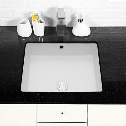 Modern Rectangular Undermount Bathroom Sink With Overflow Ceramic