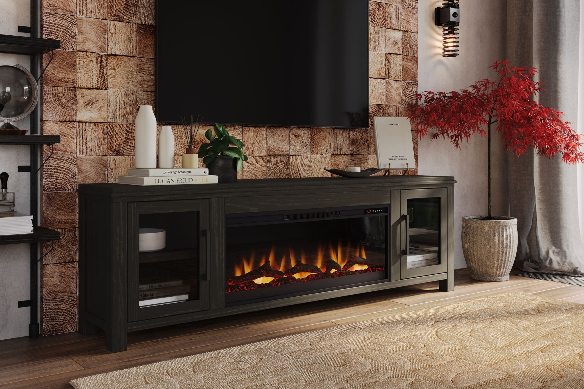 Tybee - Electric Fireplace TV Console For TVs Up To 95&quot; - Clove