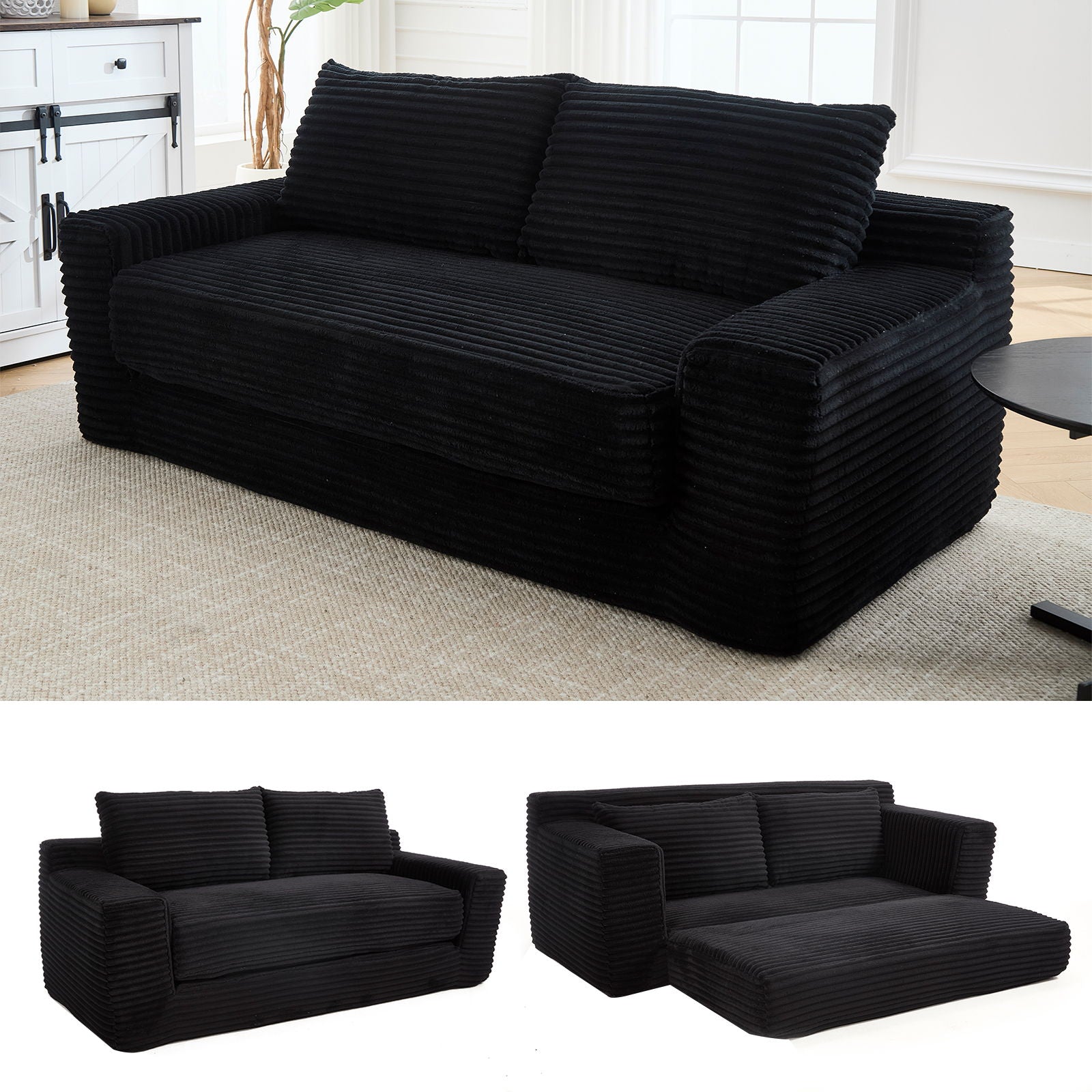 Convertible Loveseat Sofa Bed With Memory Foam &amp; Steel Frame