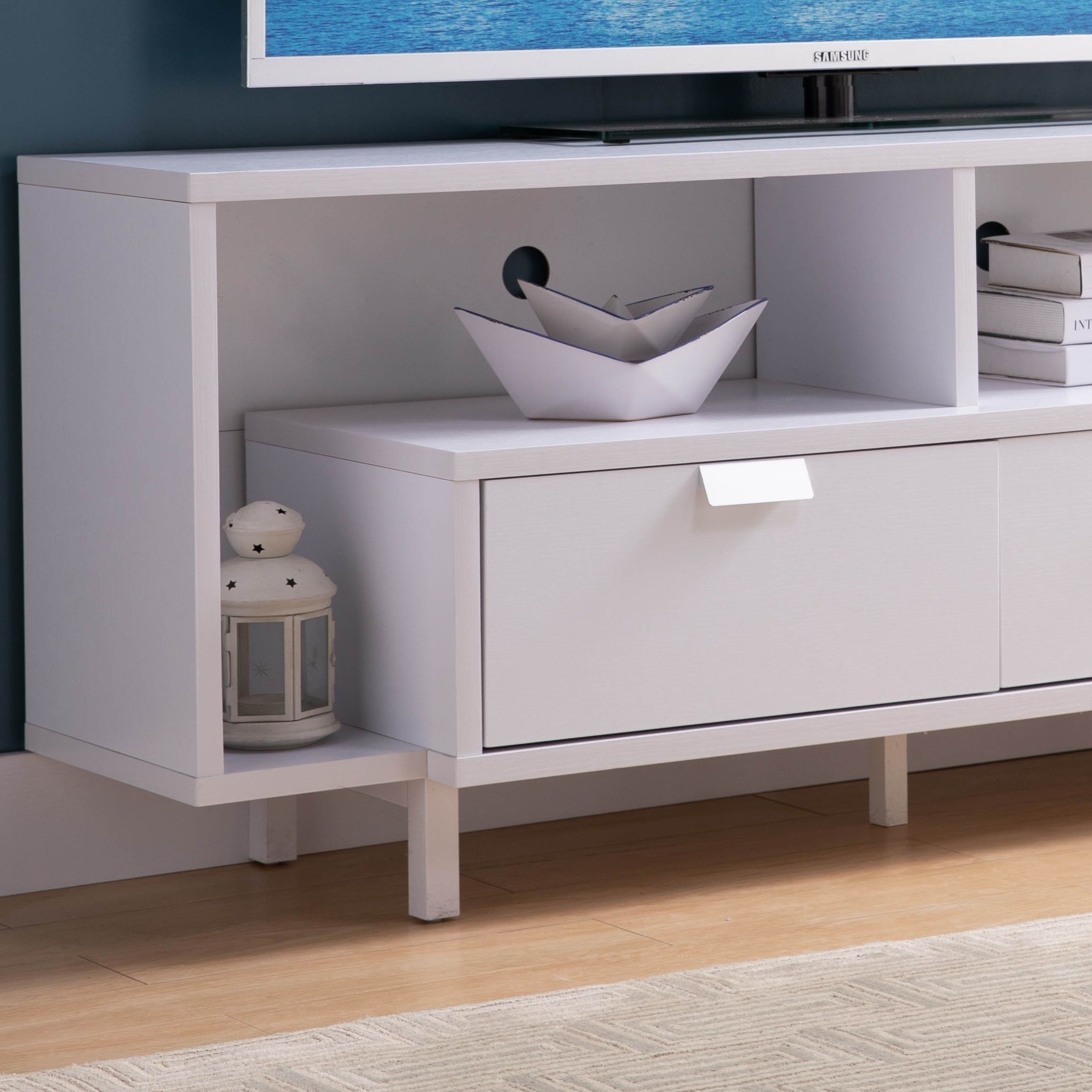 Modern TV Stand &amp; Two Shelves And Two Drawers
