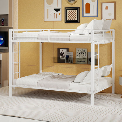 Bunk Bed For Kids, Convertible Frame With Ladders &amp; Guardrail