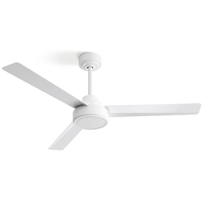 52" Ceiling Fan With Remote Control, 3 Blades, DC Motor, 6 Speed Reversible For Living Room - White