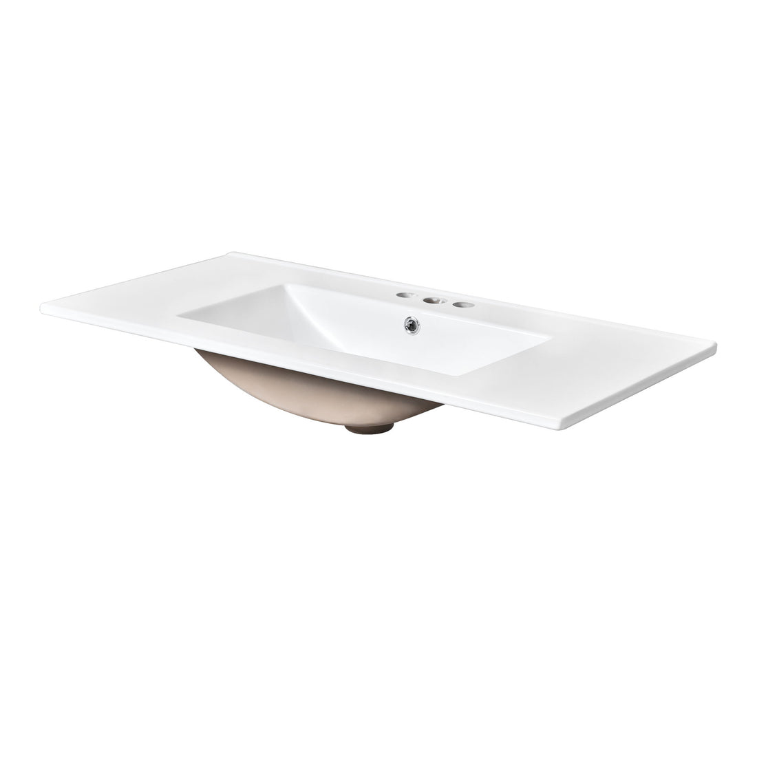 Single Bathroom Basin Sink Vanity Top Only &amp; 3 Faucet Holes - White