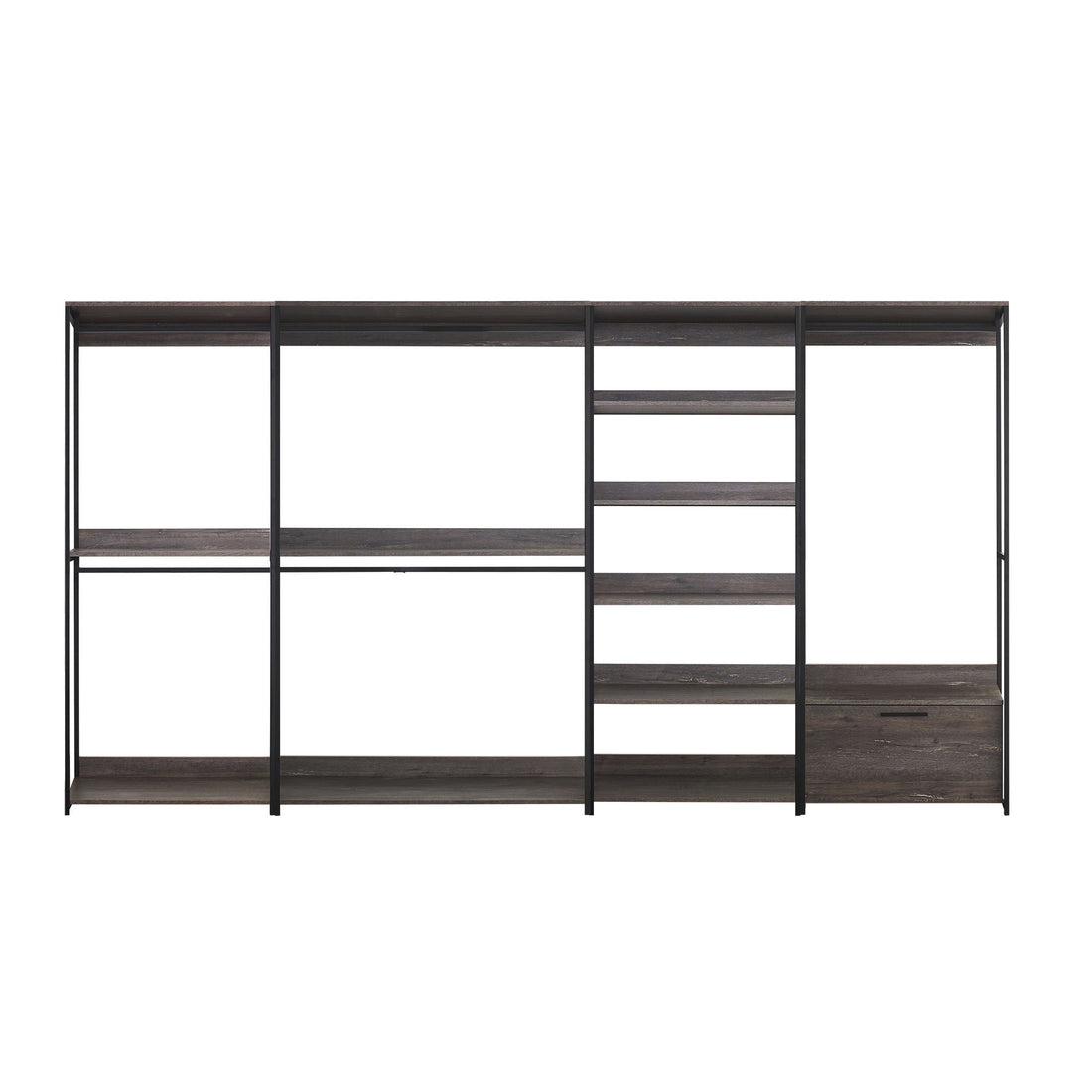 Monica - Wood Walk In Closet System Melamine 143&quot; Modular Storage - Rustic