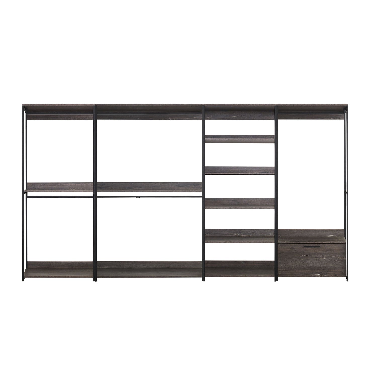 Monica - Wood Walk In Closet System Melamine 143&quot; Modular Storage - Rustic
