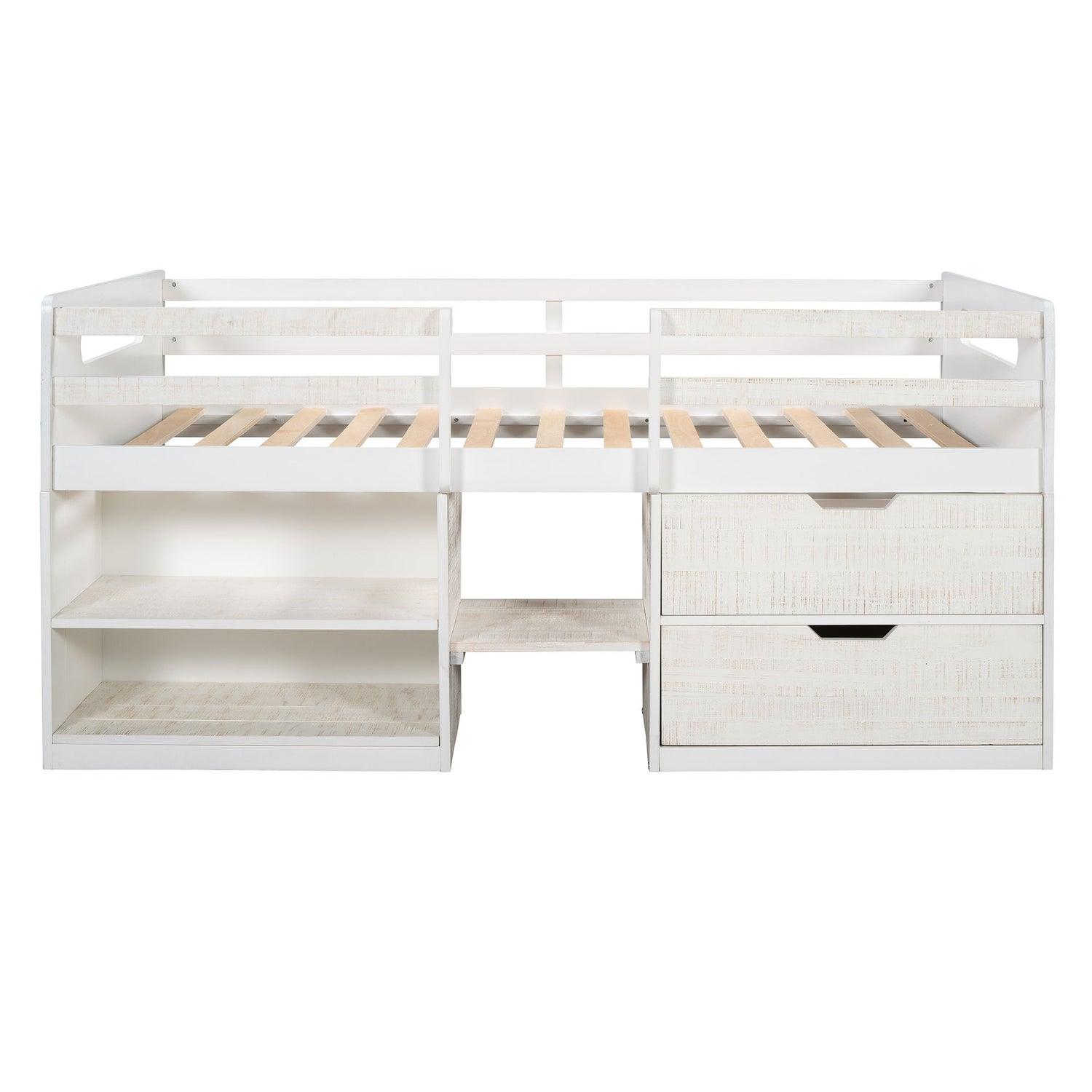 Loft Bed With Two Shelves And Two Drawers
