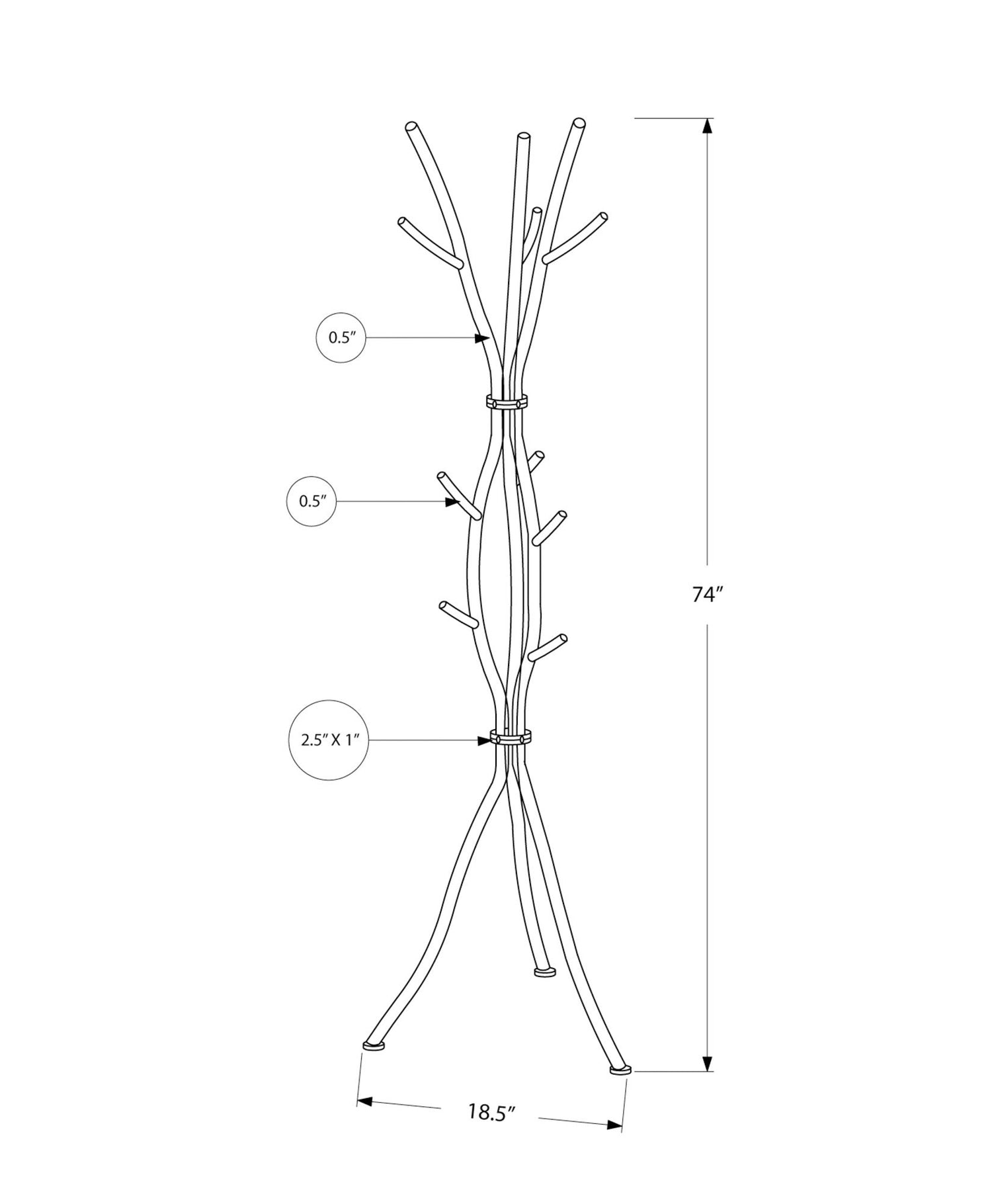 Coat Rack, Hall Tree, Free Standing, 11 Hooks, Entryway, Contemporary &amp; Modern