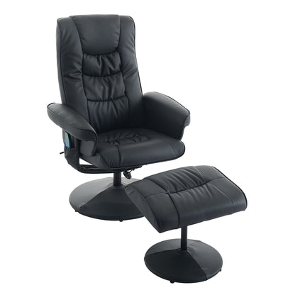 Recliner Chair With Ottoman, 360° Swivel Massage Lounge Chair With 5-Point Vibration &amp; Heated Seat