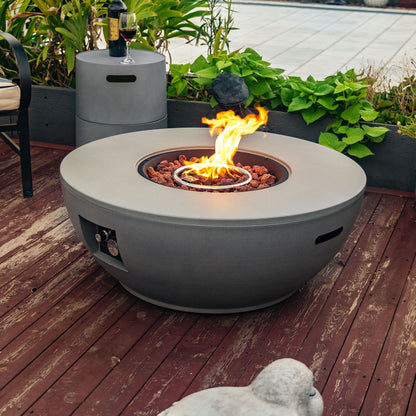 36&quot; Propane Gas Fire Pit Table, 50000 Btu Round Steel Fire Pit With Tank Holder For Outside Patio Deck Garden Backyard - Gray