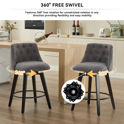 Swivel Bar Stools &amp; Button Tufted Back (Set of 2)