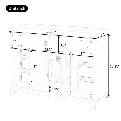 Bathroom Vanity Cabinet Only, 6 Soft Close Drawers &amp; Double Doors With 2 Tier Shelves - White