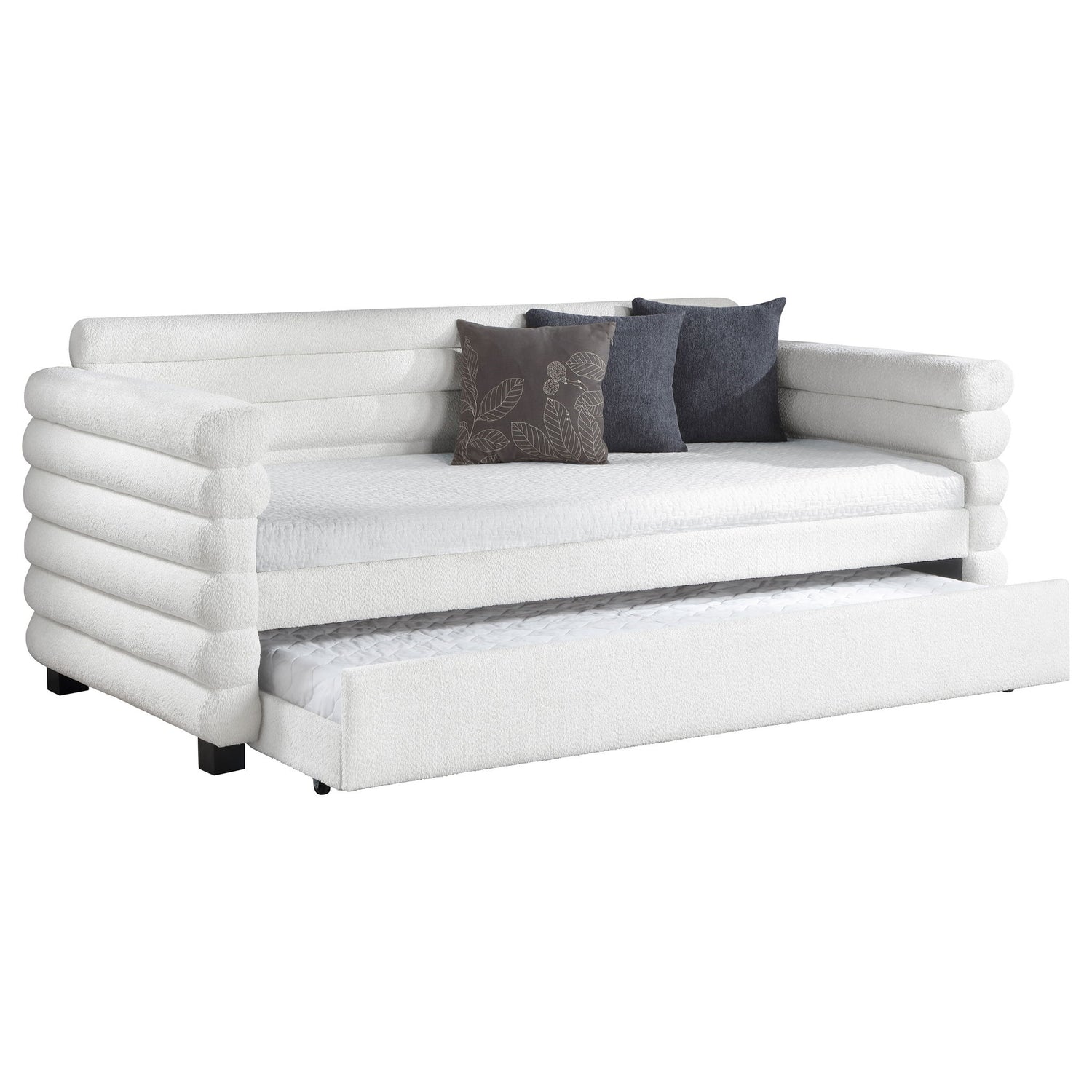 Fandango - Upholstered Twin Day Bed With Trundle - White