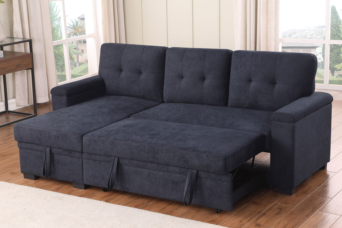 Lucca II - 84.5&quot;W Reversible Sleeper Sectional Sofa with Storage Chaise
