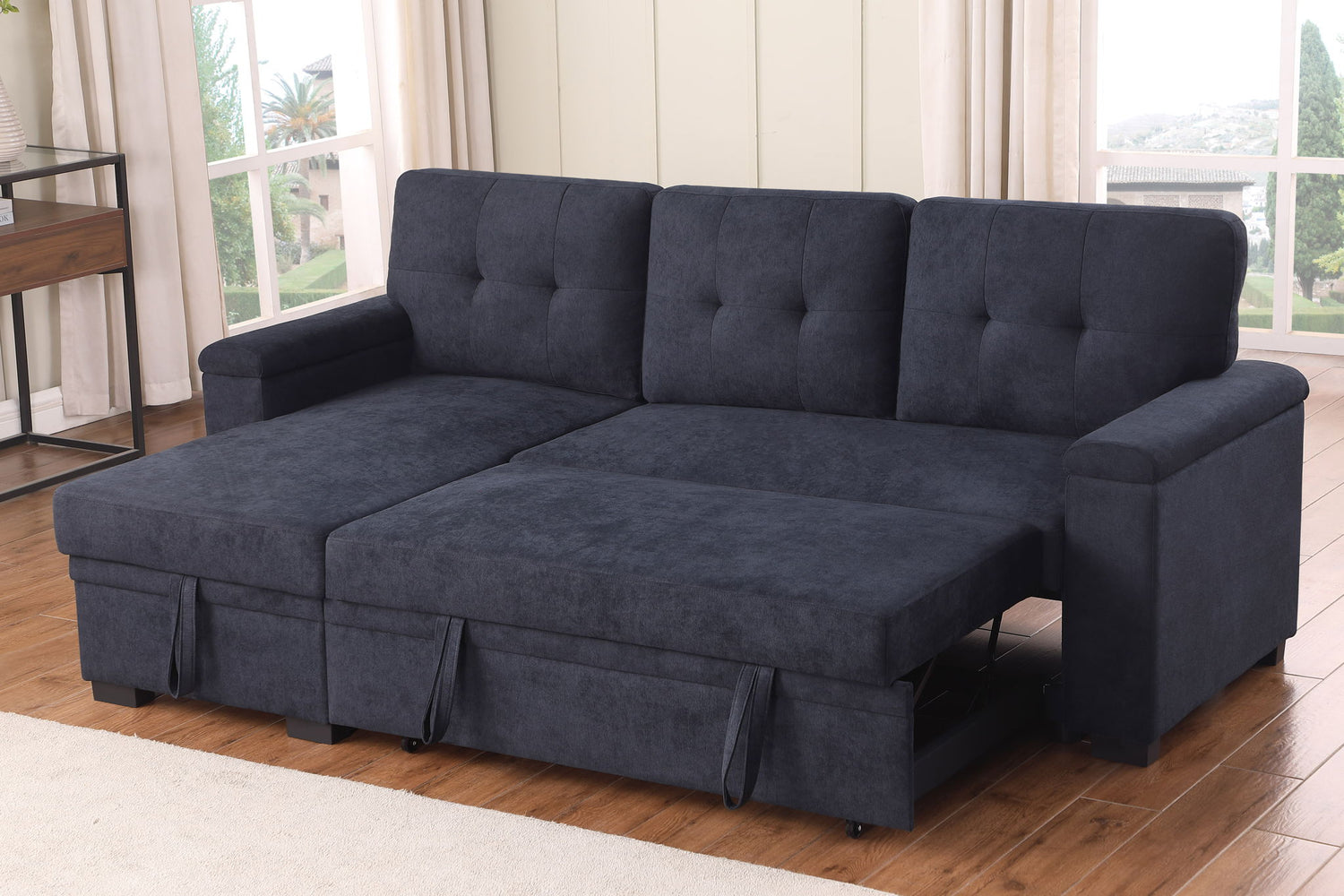 Lucca II - 84.5&quot;W Reversible Sleeper Sectional Sofa with Storage Chaise