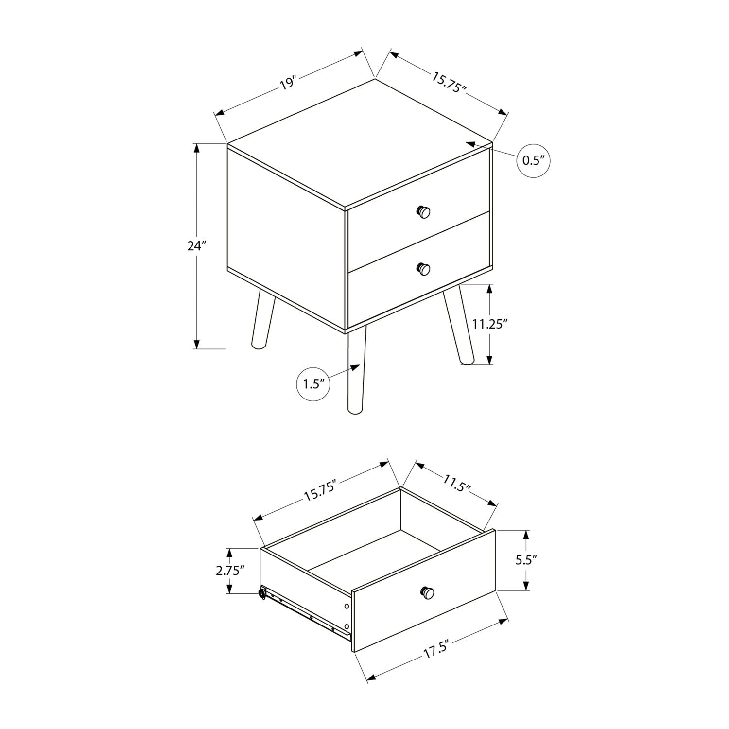 Accent Table &amp; Storage Drawers - Black
