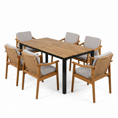 7 Piece Outdoor Patio Dining Set With &amp; 6 Arm Chairs