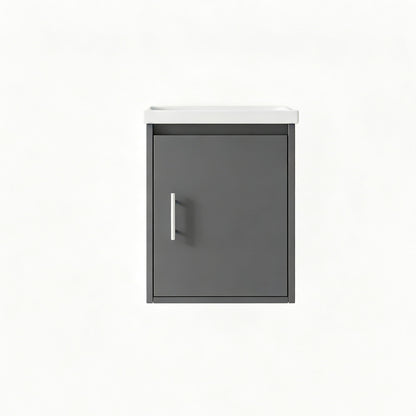Floating Bathroom Vanity Combo, Wall Mounted Cabinet With Sink &amp; Soft Close Doors For Small Bathrooms