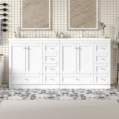 Shaker Free Standing Bathroom Vanity Cabinet &amp; Sink, Soft Close Drawers, Soft Close Doors