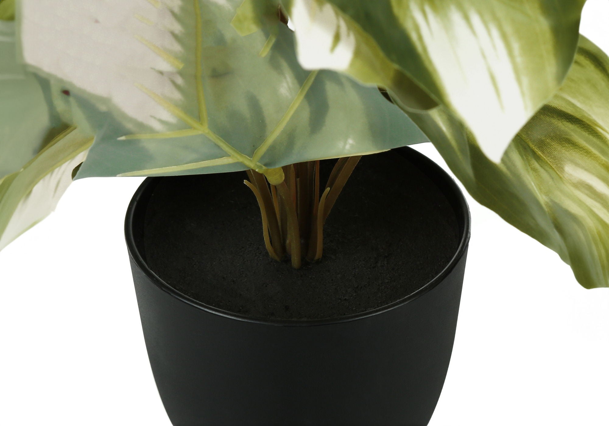 13&quot; Tall, Artificial Plant, Monstera Calthea, Indoor, Faux, Fake, Table, Greenery, Potted, Decorative (Set of 2) - Green / Black