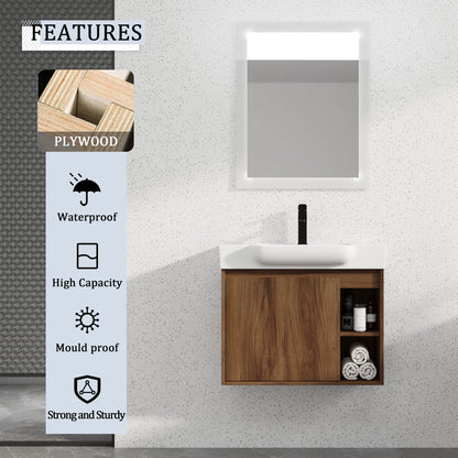 Wall Mounted Bathroom Vanity With Sink &amp; Soft Close Door
