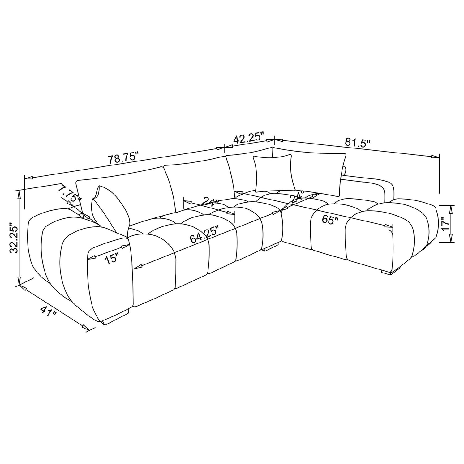 Florence - Upholstered L Shaped Sectional Sofa - Amber