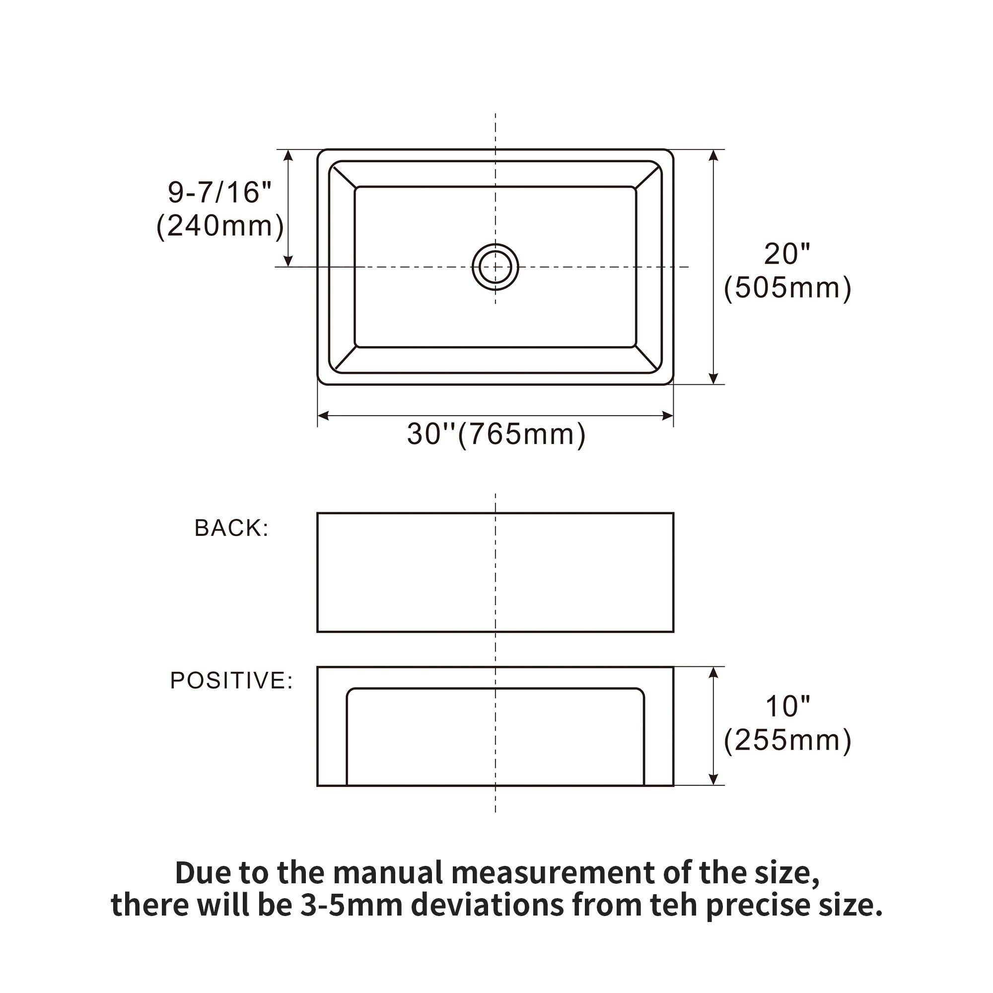 Sink 30&quot; Apron Front Reversible Single Bowl Kitchen Sink With Grid, Strainer - White