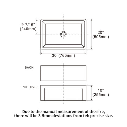 Sink 30&quot; Apron Front Reversible Single Bowl Kitchen Sink With Grid, Strainer - White