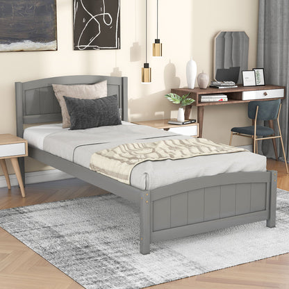 Platform Bed &amp; Headboard, Footboard And Wood Slat Support