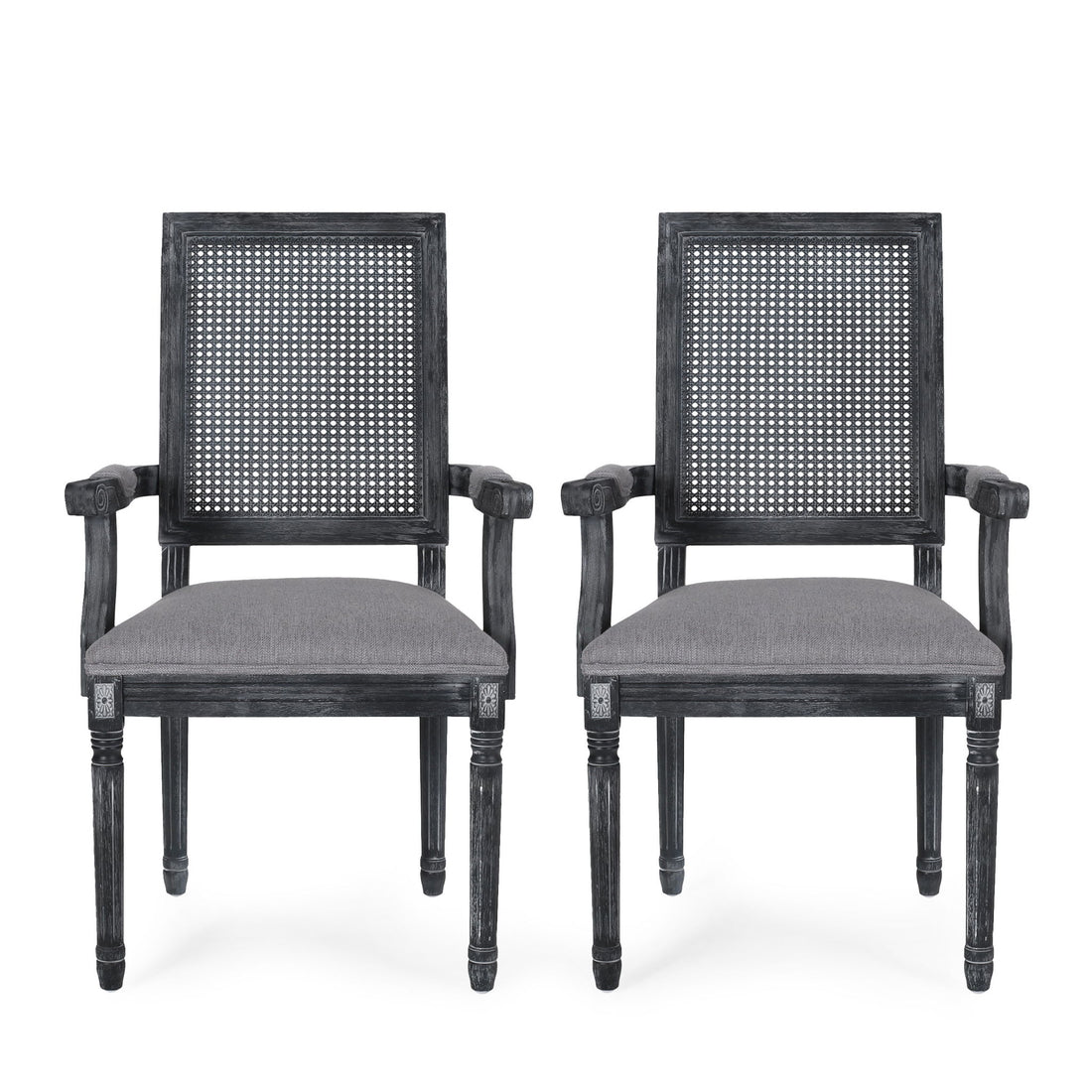 Elegant French Country Style Dining Chair With Cane Backrest