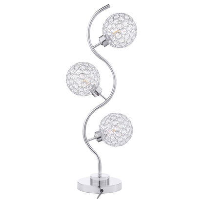 Vandy - 3 Light Curvy Table Lamp With Orb Shades - Chrome