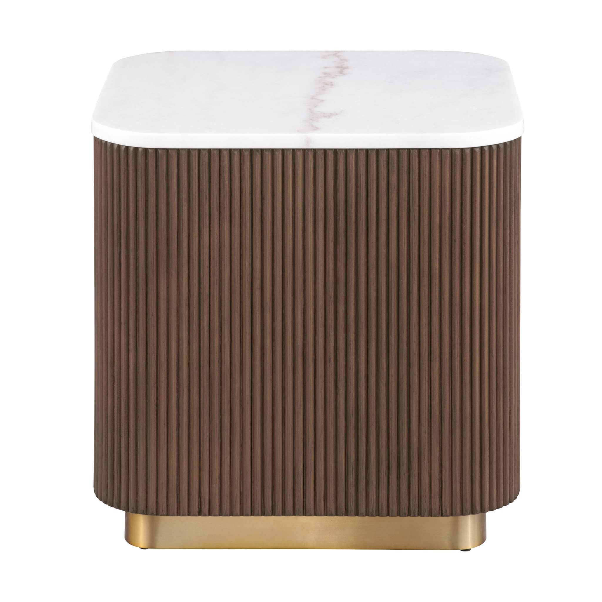 3 Piece Table Set, Square Cocktail Table &amp; 2 Square End Tables - Brown / Gold / White