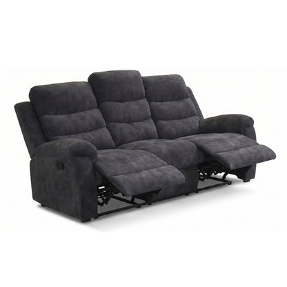 3 Seater Manual Recliner Sofa With 150° Recline, 2 Adjustable Side Seats, Extended Footrest, Oversized Seating For Living Room - Dark Gray