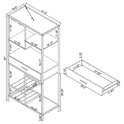 Draper - 5 Shelf LED Wine Cabinet With Pull Out Drawer - Gloss White